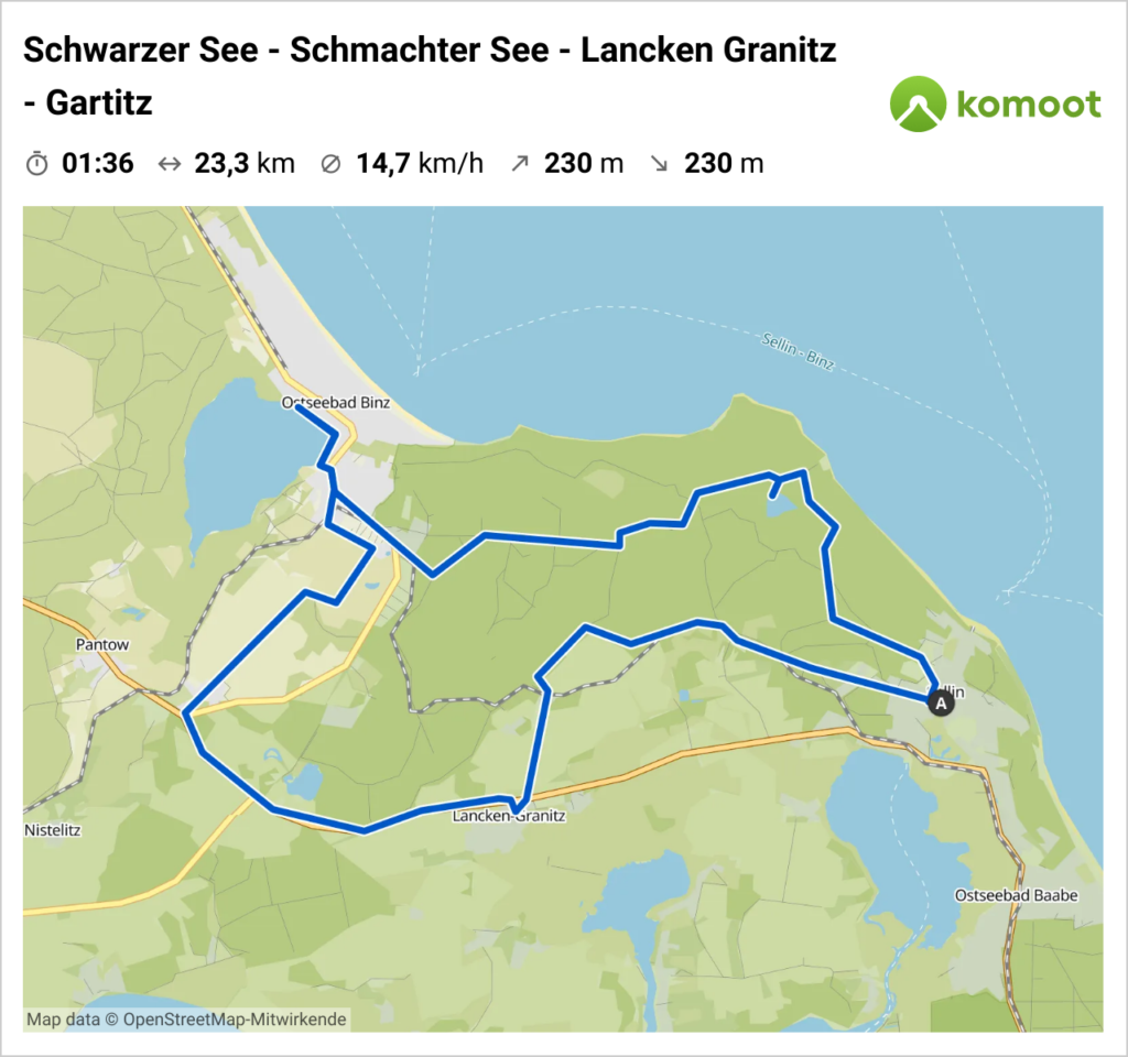 Fahrradtour: Schwarzer See - Schmachter See - Lancken Granitz - Gartitz