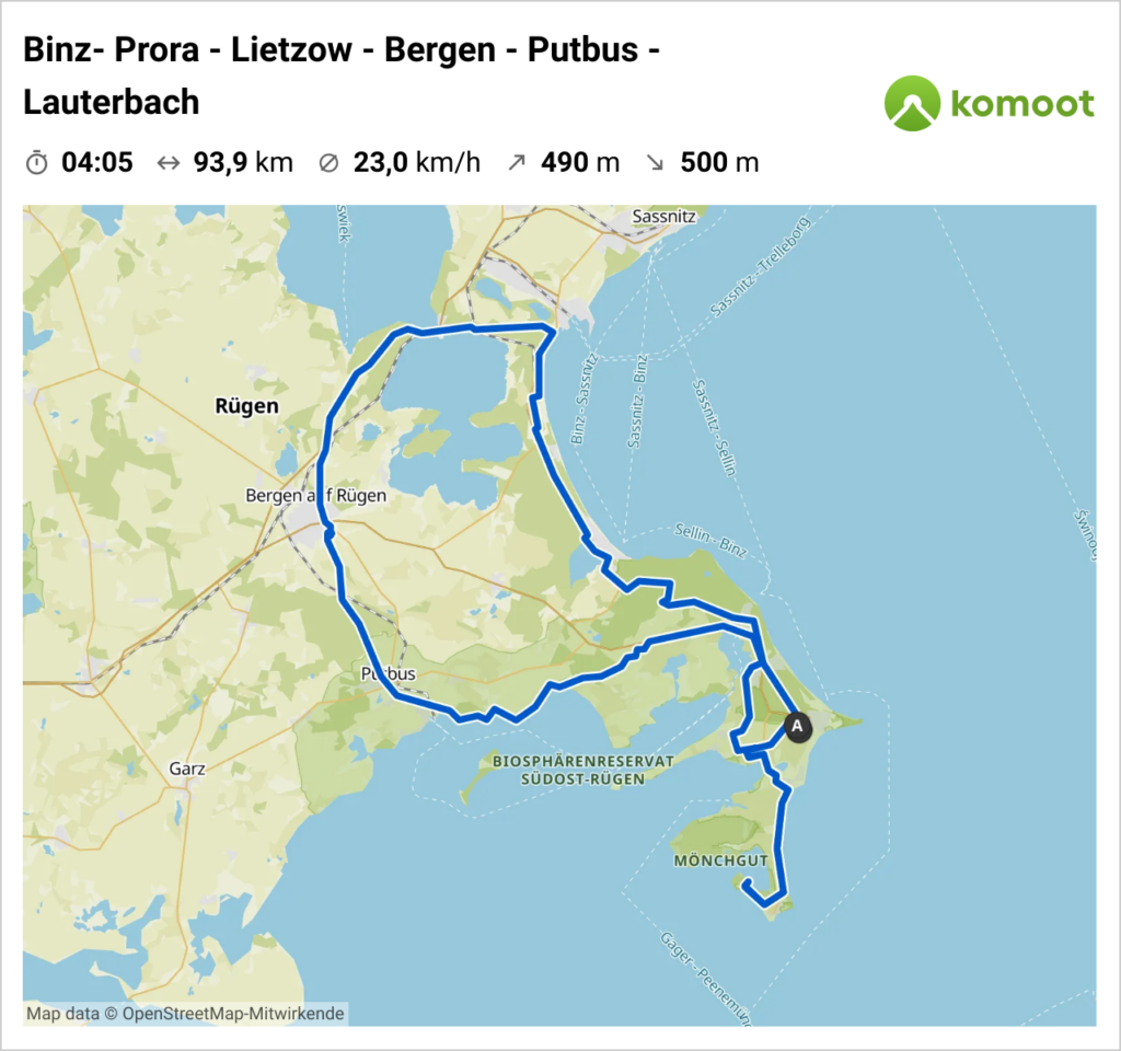 Fahrradtour: Binz- Prora - Lietzow - Bergen - Putbus - Lauterbach